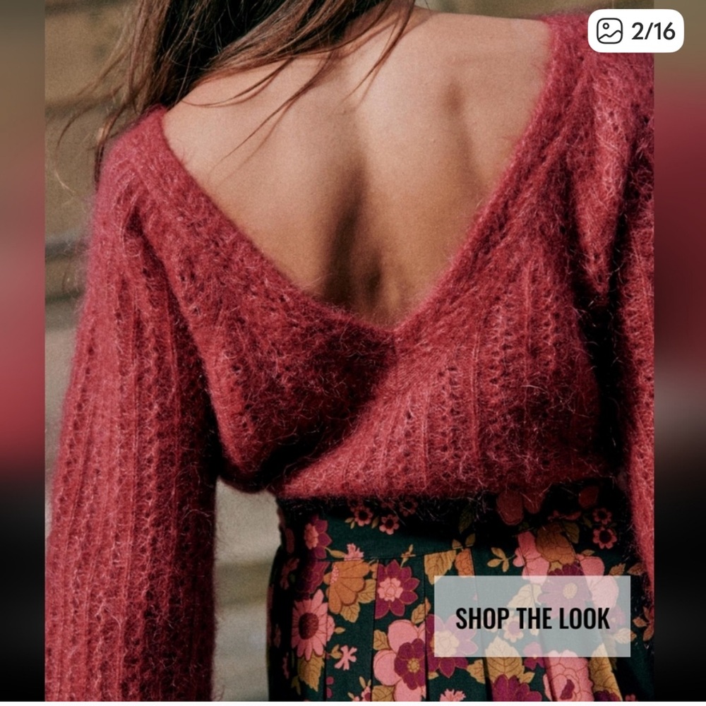 Sezane “Rosa” Open Back Mohair & Wool Sweater - Size Small - Picture 2 of 8